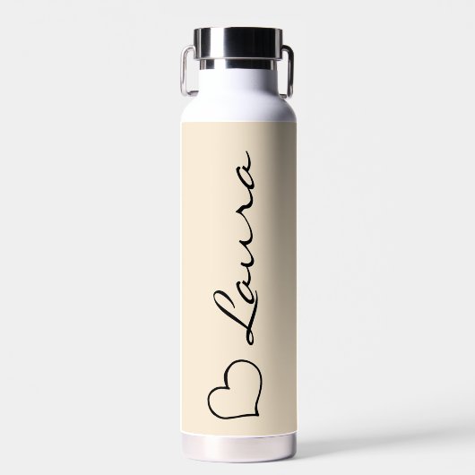 Heart Your Name Script Custom Gift Water Bottle Waterfles (Voorkant)