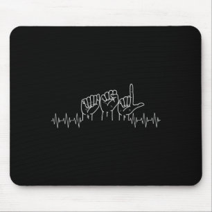 Heartbeat ASL Design voor ASL liefhebber Deaf Day Muismat
