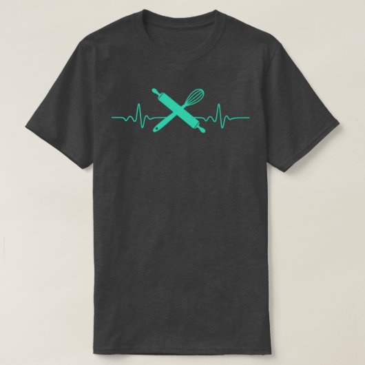 HEARTBEAT BAKING COOL FUNNY BAKER ECG GIFT IDEA T-SHIRT (Design voorkant)