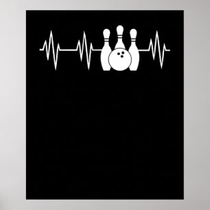 Heartbeat Bowling Heart Bowling Pin en Ball Poster