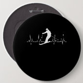 Heartbeat-cadeau voor skiërs ronde button 6,0 cm (Voorkant /achterkant)
