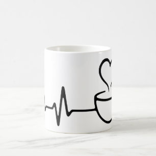 Heartbeat Coffee Line Art Design Koffiemok