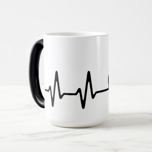 Heartbeat Coffee Line Art Design Magische Mok (Voorkant links)