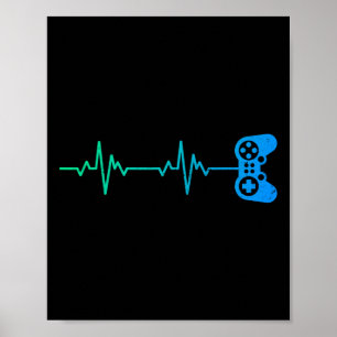 Heartbeat Cool Videogame Controller voor nerdy spe Poster