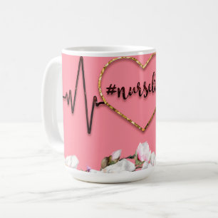 Heartbeat Design en Nursing Life Hashtag Koffiemok