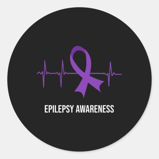 Heartbeat ECG Design Epilepsie Bewustzijn Ronde Sticker (Voorkant)