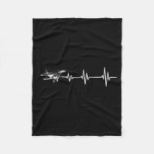 Heartbeat Flying Plane Pulse Line Retro Prop Aircr Fleece Deken (Voorkant)