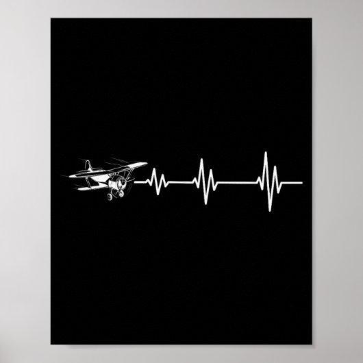 Heartbeat Flying Plane Pulse Line Retro Prop Aircr Poster (Voorkant)
