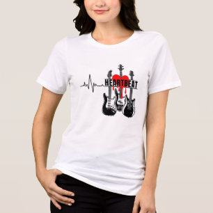 Heartbeat Gitaarontwerp Tri-Blend Shirt
