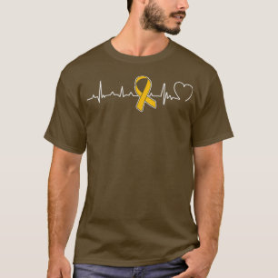 Heartbeat Gold Ribbon Chili Cancer Awareness T T-shirt