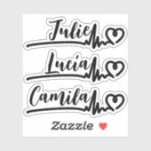 Heartbeat Heart Beat 3 Namen Cool Custom Name Sticker (Vel)