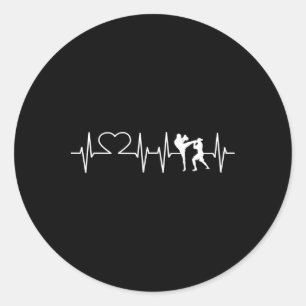 Heartbeat Kickboxing Shirt Kick Boxing Karate T-sh Ronde Sticker