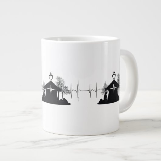 Heartbeat Nativity Unique Minimal Jumbo Mug (Devant droit)
