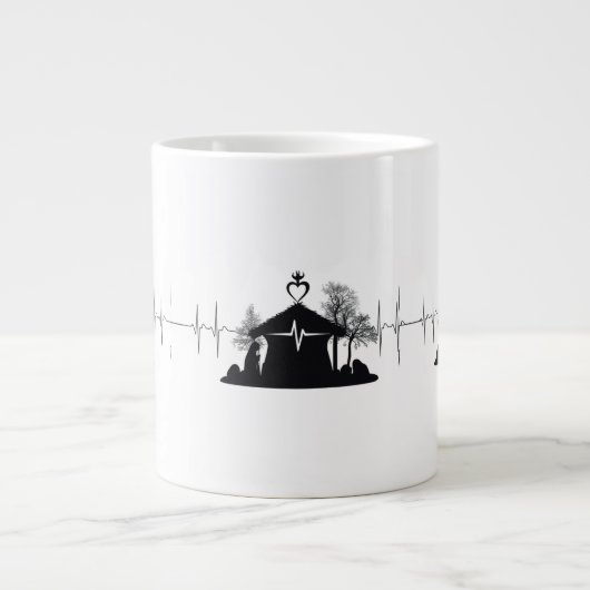 Heartbeat Nativity Unique Minimal Jumbo Mug Extra Grote Beker (Voorkant)