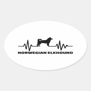 Heartbeat Norwegian Elkhound Ovale Sticker