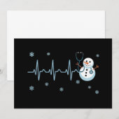 Heartbeat Nurse Snowman Kerstmis Kaart (Voorkant / Achterkant)