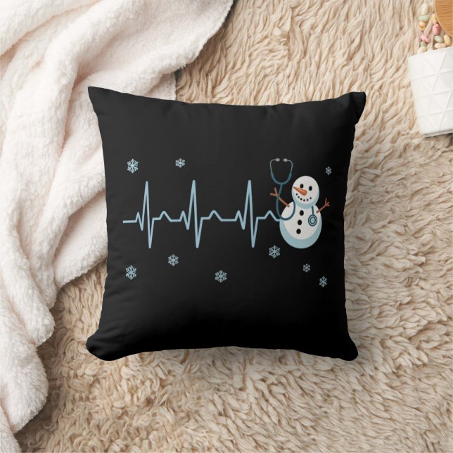 Heartbeat Nurse Snowman Kerstmis Kussen (Deken)