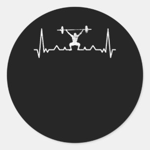 Heartbeat Powerlifting Gezegde Gift Retro Ronde Sticker