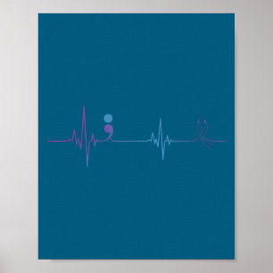 Heartbeat puntkomma bewustzijnsactie voor suïcidep poster