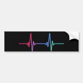 Heartbeat Rainbow Pride LGBTQ Ally Bumpersticker (Voorkant)