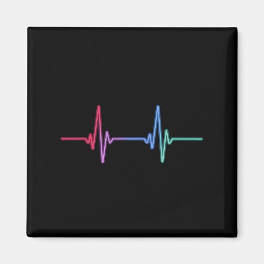 Heartbeat Rainbow Pride LGBTQ Ally Magneet (Voorkant)