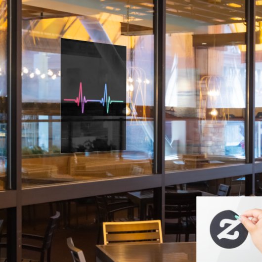 Heartbeat Rainbow Pride LGBTQ Ally Raamsticker (Restaurant Raam)