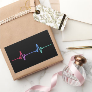 Heartbeat Rainbow Pride LGBTQ Ally Rechthoekige Sticker