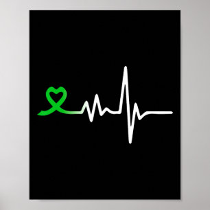 Heartbeat Ribbon mentale gezondheid bewustzijn voo Poster