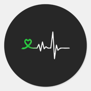 Heartbeat Ribbon mentale gezondheid bewustzijn voo Ronde Sticker