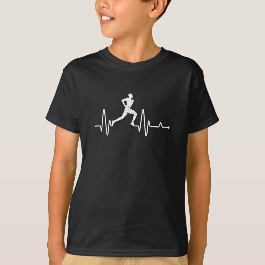 Heartbeat running pulse runner funny track and fie t-shirt (Voorkant)