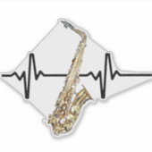 Heartbeat Saxophone Sticker (Voorkant)