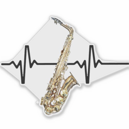 Heartbeat Saxophone Sticker (Voorkant)