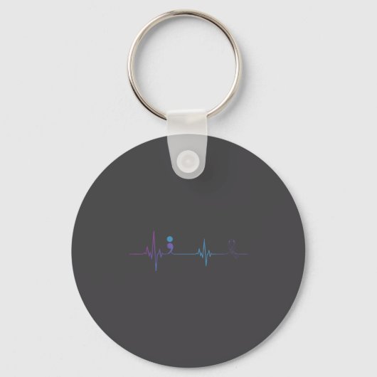 Heartbeat Semicolon Suicide Prevention Awareness  Sleutelhanger (Voorkant)