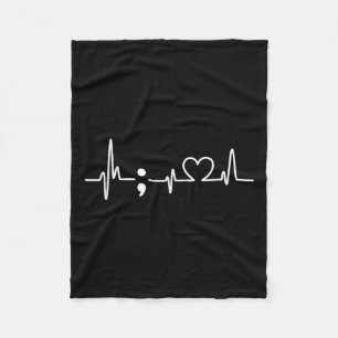 Heartbeat Semicolon - Zelfmoordpreventie Bewustzij Fleece Deken