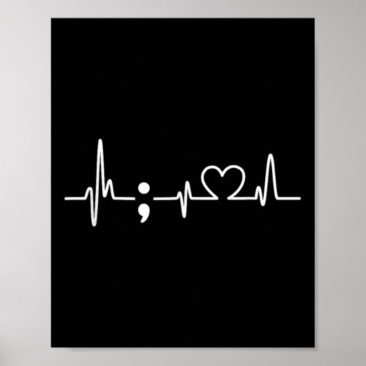 Heartbeat Semicolon - Zelfmoordpreventie Bewustzij Poster (Voorkant)