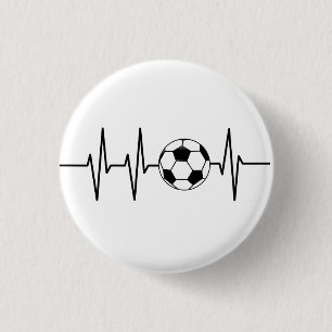 Heartbeat Soccer   Voetbal Fan   FOOTBALL Ronde Button 3,2 Cm