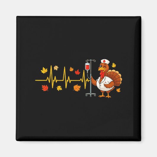 Heartbeat Turkey Funny Nurse Thanksgiving Fall Des Magneet (Voorkant)