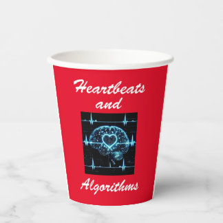"Heartbeats and Algorithms" futuristische liefde Papieren Bekers
