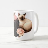 Heartbound: Siamese & Black Cats in Bloom Koffiemok (Voorkant rechts)