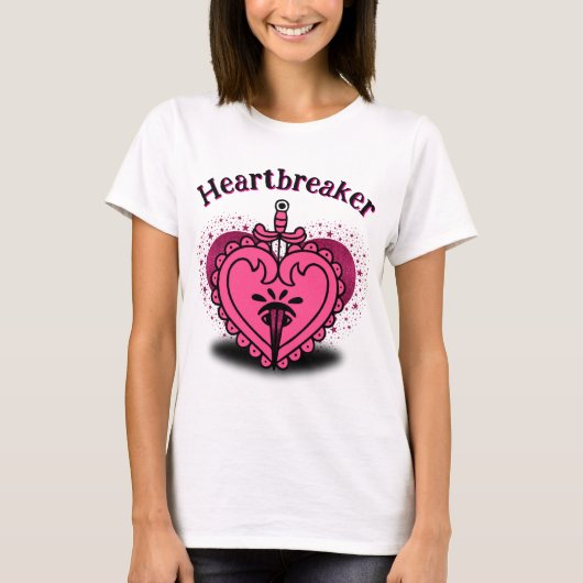 Heartbreaker Pink Heart Custom T-shirt (Voorkant)