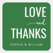 Heartfelt Green Typographic Greeting Vierkante Sticker (Voorkant)
