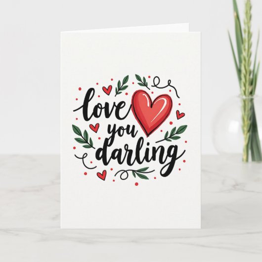 Heartfelt Script Love You Card Kaart (Voorkant)