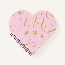Heartfelt Stars – Pink & Gold Star Hartvormig Nee Notitieboek