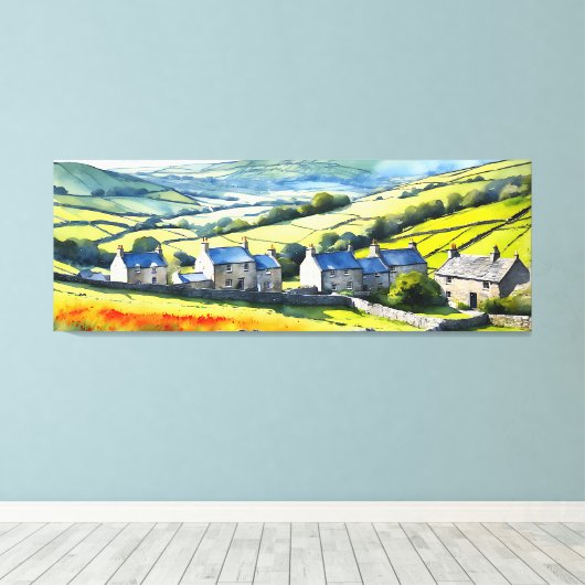"Hearthdale" Breed landschap Yorkshire Dales Scène Canvas Afdruk (Insitu (Houten vloer))