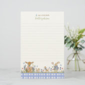 Hearthlight Notes Lente Zachte Weide Gingham Briefpapier (Staand voorkant)