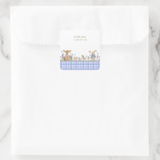 Hearthlight Notes Spring Soft Meadow Gingham Vierkante Sticker (Tas)