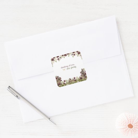 Hearthlight Notes Spring Soft Meadow Wildflower Vierkante Sticker (Envelop)
