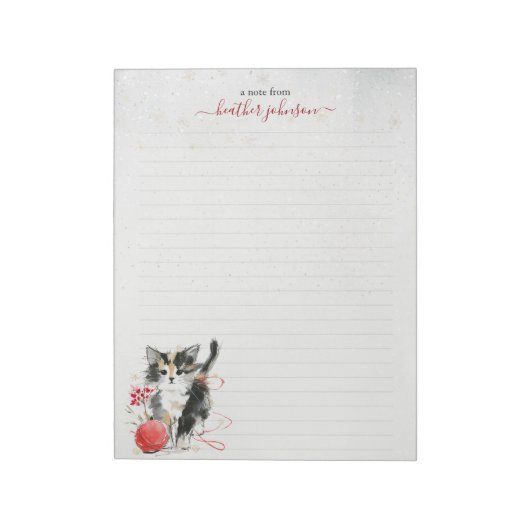 Hearthlight Notes Winter Cozy Kitten Personalized Notitieblok (Gedraaid)