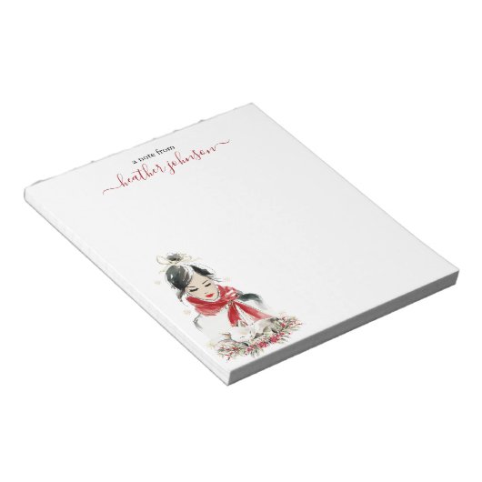 Hearthlight Notes Winter Cozy Kitten Personalized Notitieblok (Schuin)