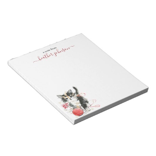 Hearthlight Notes Winter Cozy Kitten Personalized Notitieblok (Schuin)